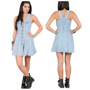 BWB Best World Brand Denim Button Front Vest Dress